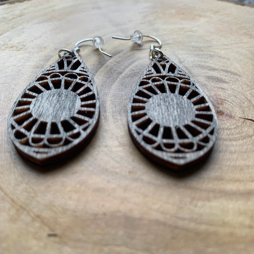 Boucles d'oreilles en bois - style bohème, naturel - MMWood
