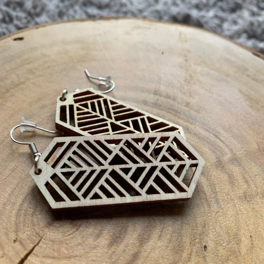 Boucles d'oreilles en bois - Style bohème, naturel - MMWood