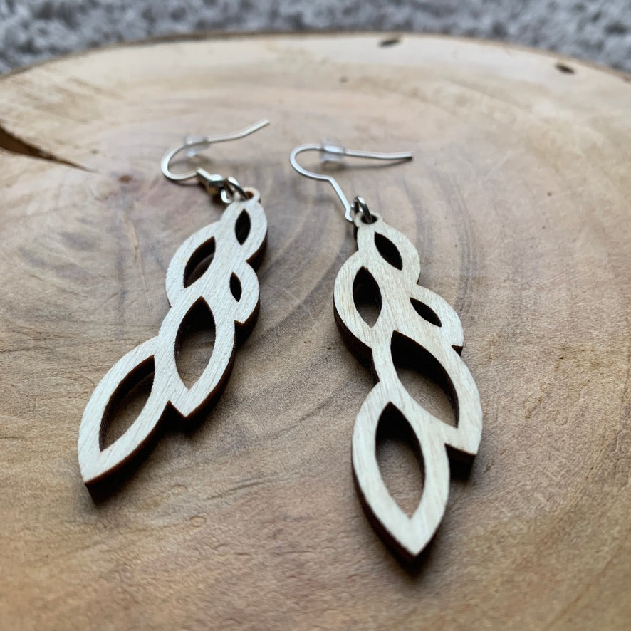 Boucles d'oreilles en bois - Style bohème, naturel - MMWood
