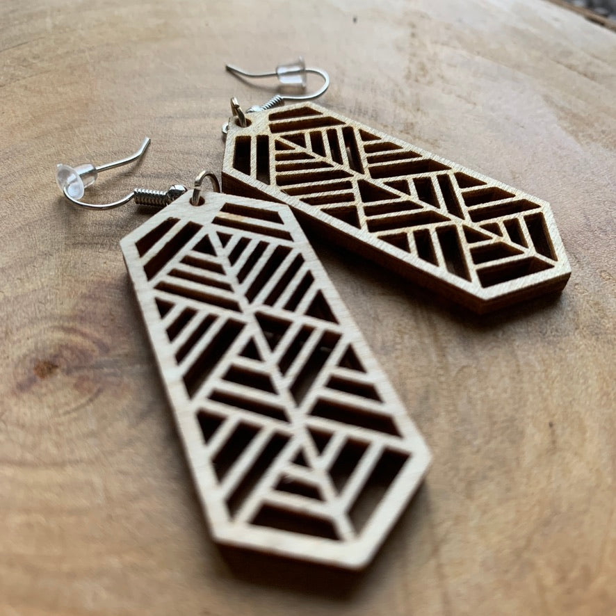 Boucles d'oreilles en bois - Style bohème, naturel - MMWood