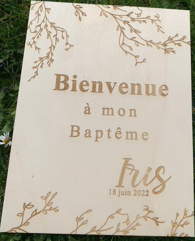 Cadre de bienvenue, événement, mmwood, cadre bois, cadre bienvenue en bois