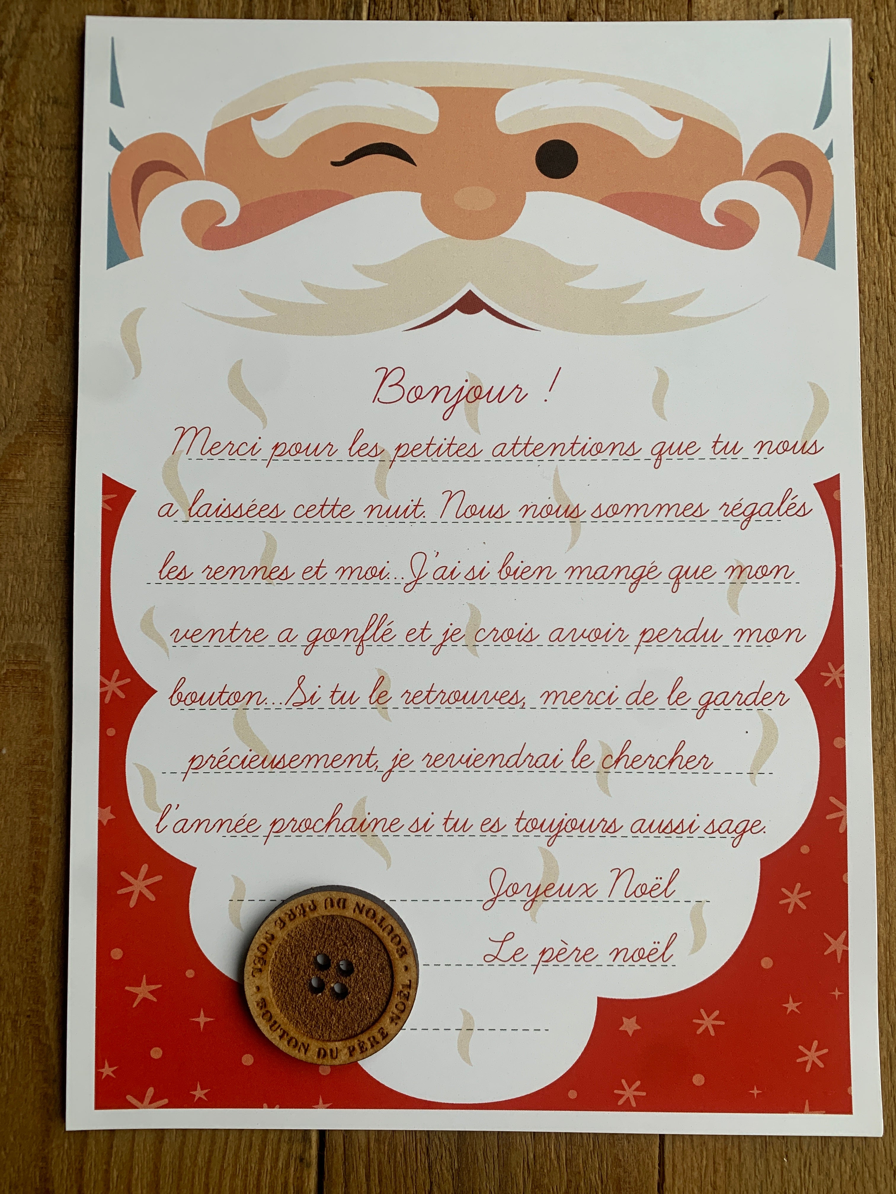 bouton et lettre du père noël en bois - mmwood - idée cadeau personnalisées