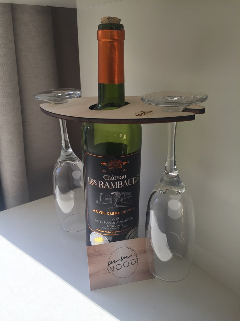 Support pour 2/3 ou 4 verres à vin. Support à poser sur la bouteille