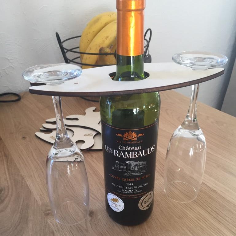Support pour 2/3 ou 4 verres à vin. Support à poser sur la bouteille