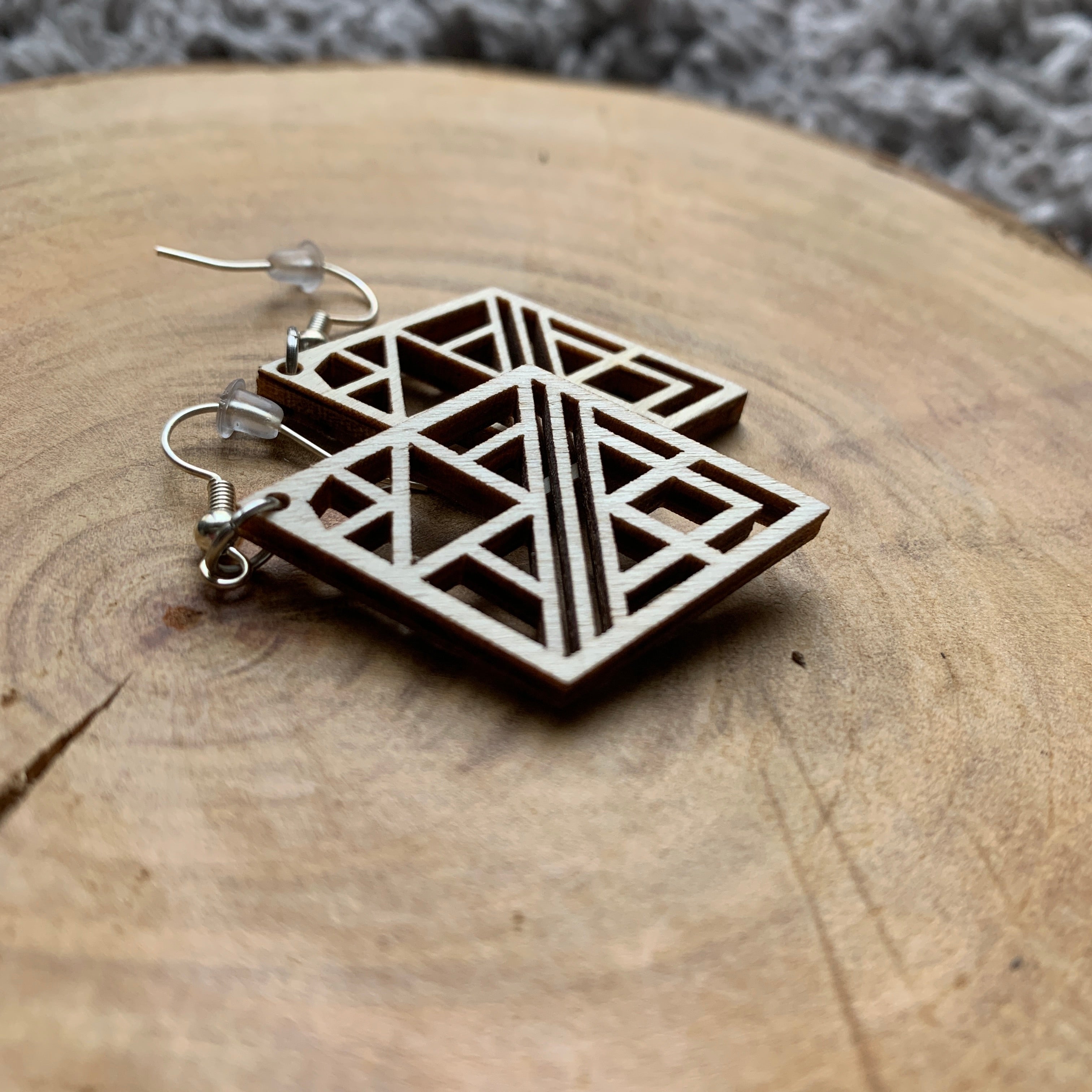 Boucles d'oreilles en bois - Style bohème, naturel, géométrie sacrée - MMWood