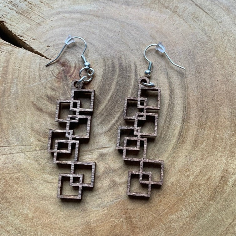 Boucles d'oreilles en bois - Style bohème, naturel - MMWood