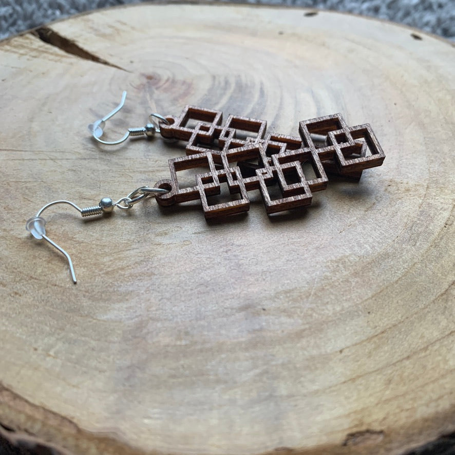 Boucles d'oreilles en bois - Style bohème, naturel - MMWood