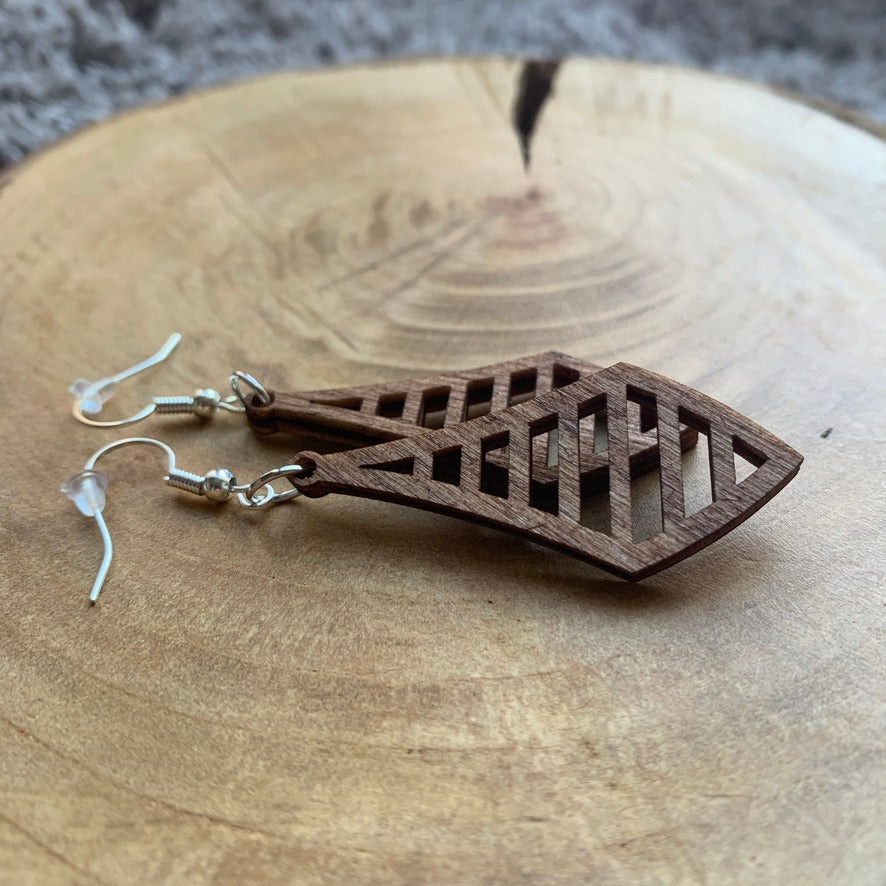 Boucles d'oreilles en bois - Style bohème, naturel - MMWood