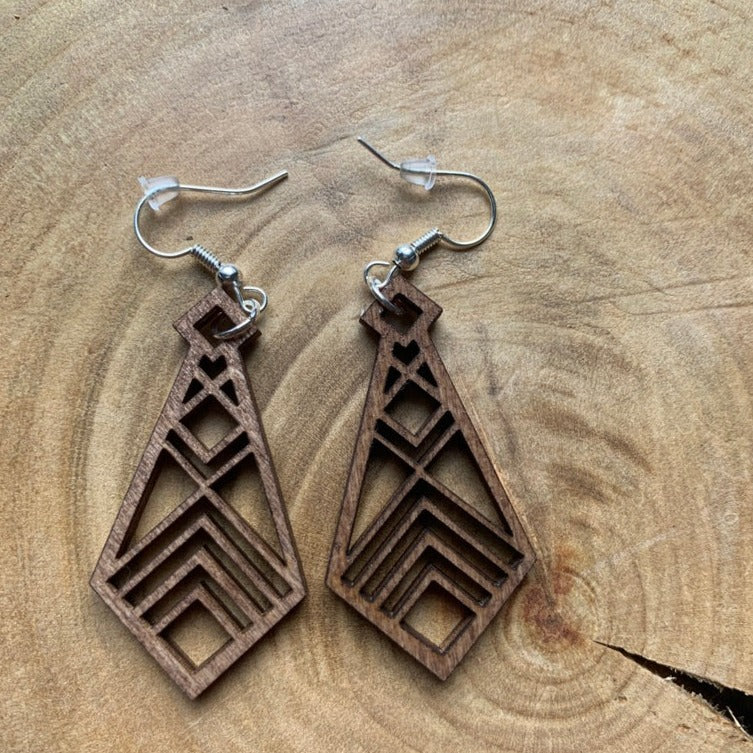 Boucles d'oreilles en bois - Style bohème, naturel - MMWood