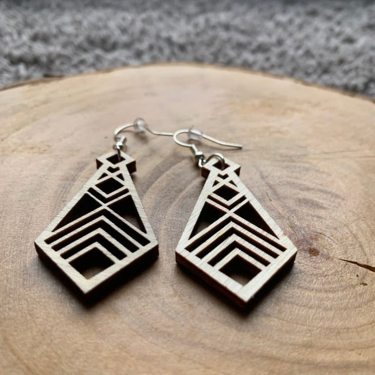 Boucles d'oreilles en bois - Style bohème, naturel - MMWood