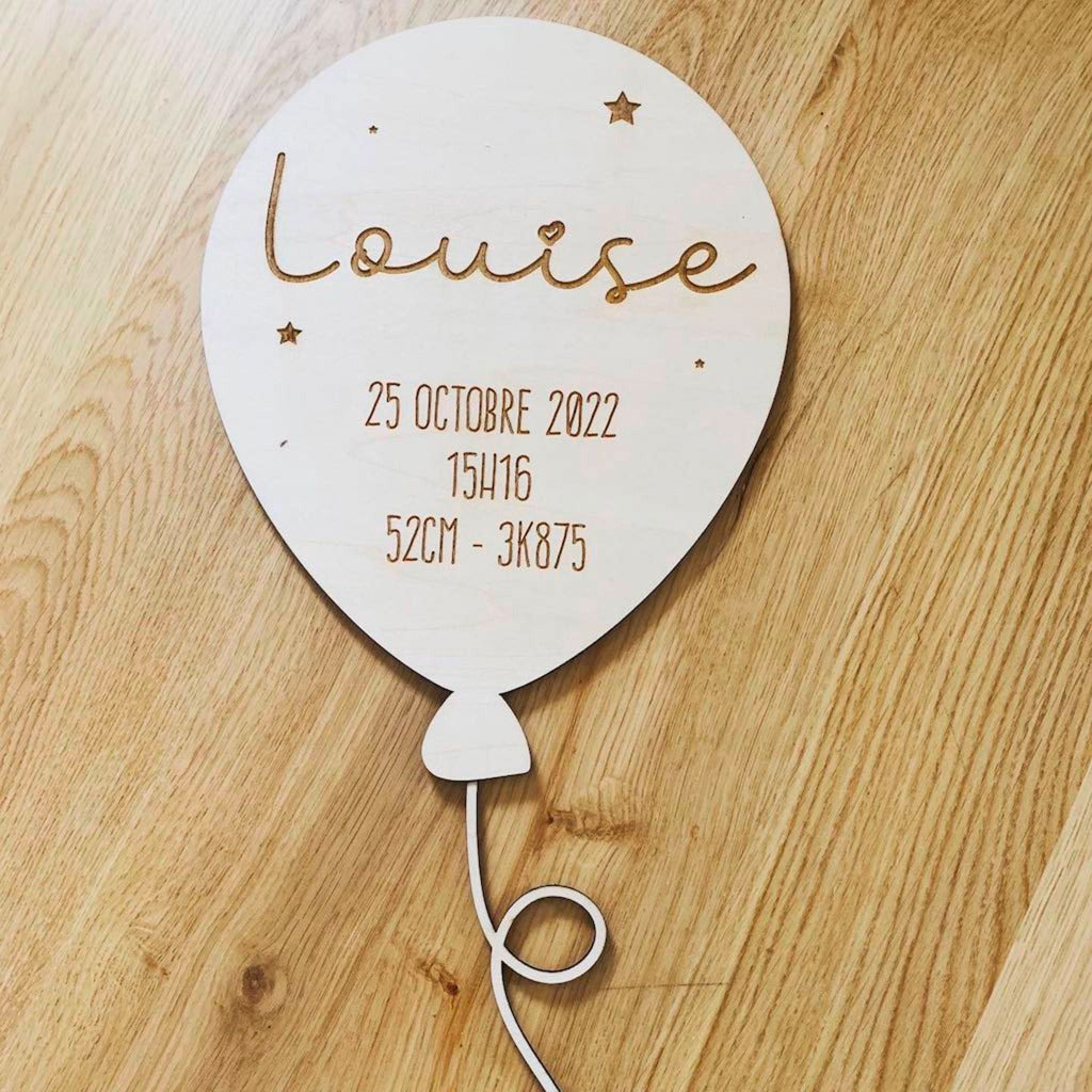 Cadeau de naissance - Ballon - En bois - MMWood - www.mmwood.art