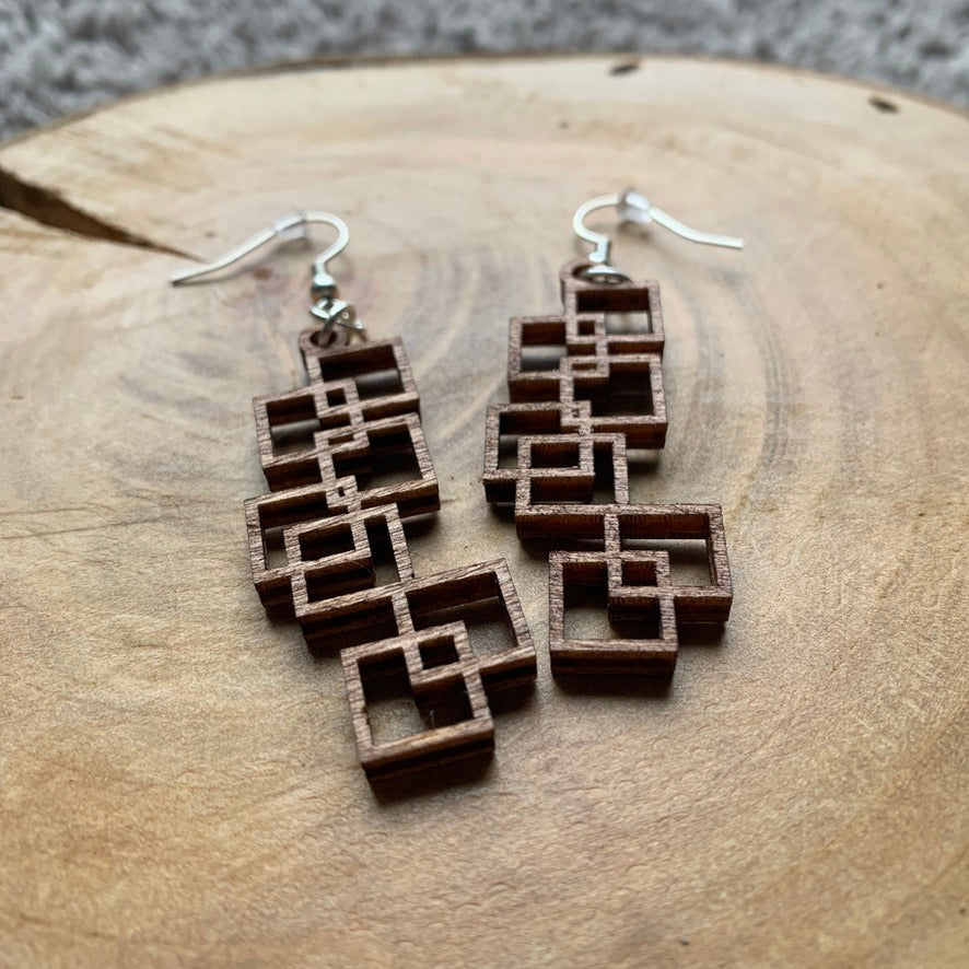 Boucles d'oreilles en bois - Style bohème, naturel - MMWood