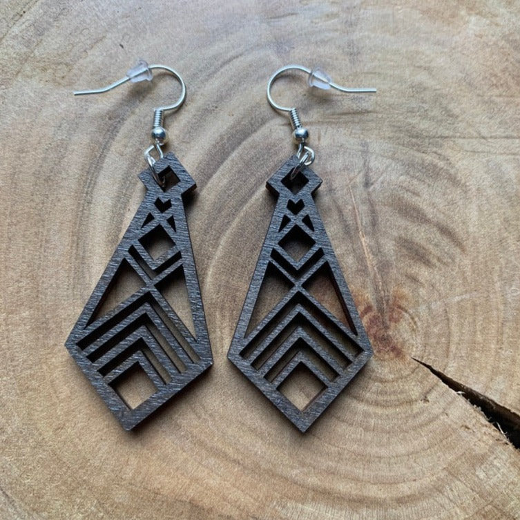 Boucles d'oreilles en bois - Style bohème, naturel - MMWood