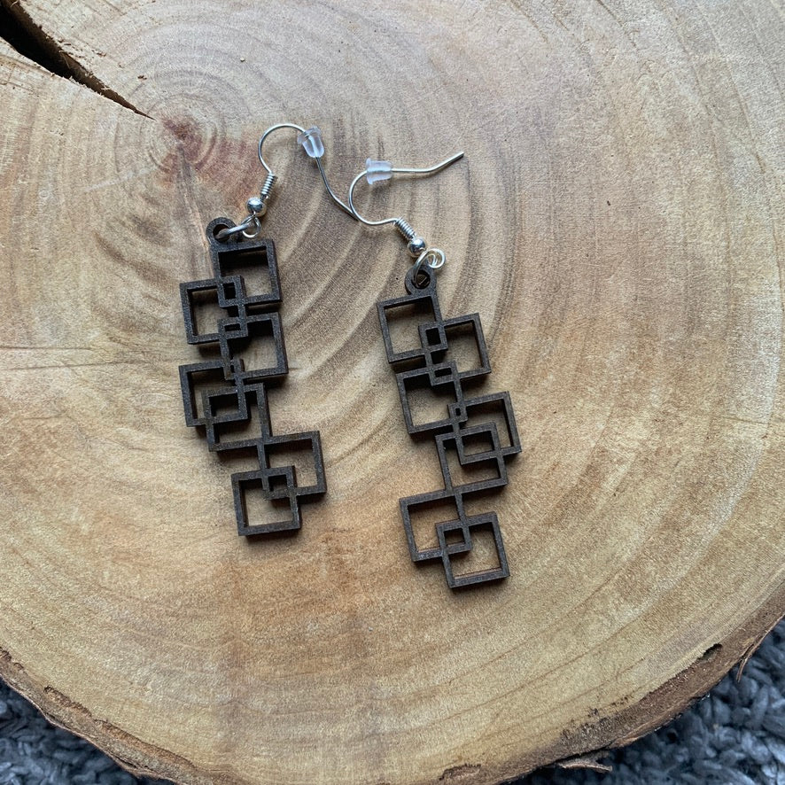 Boucles d'oreilles en bois - Style bohème, naturel - MMWood