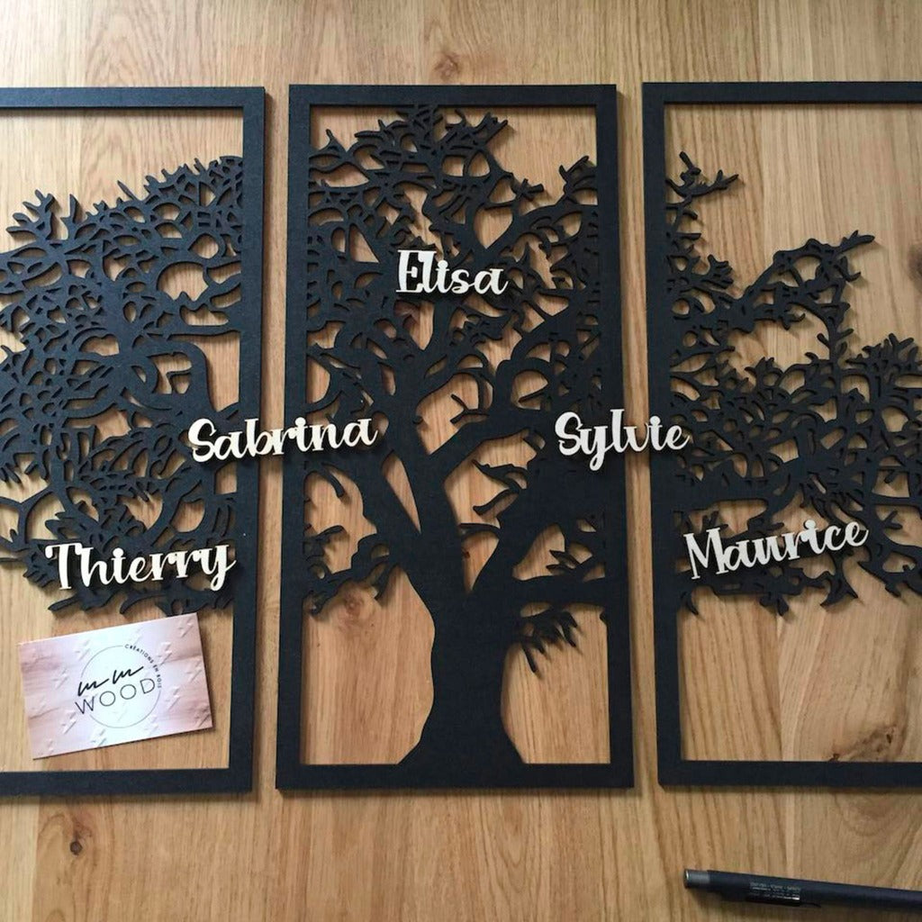 Triptyque Arbre généalogique - En bois - MMWood - mmwood.art