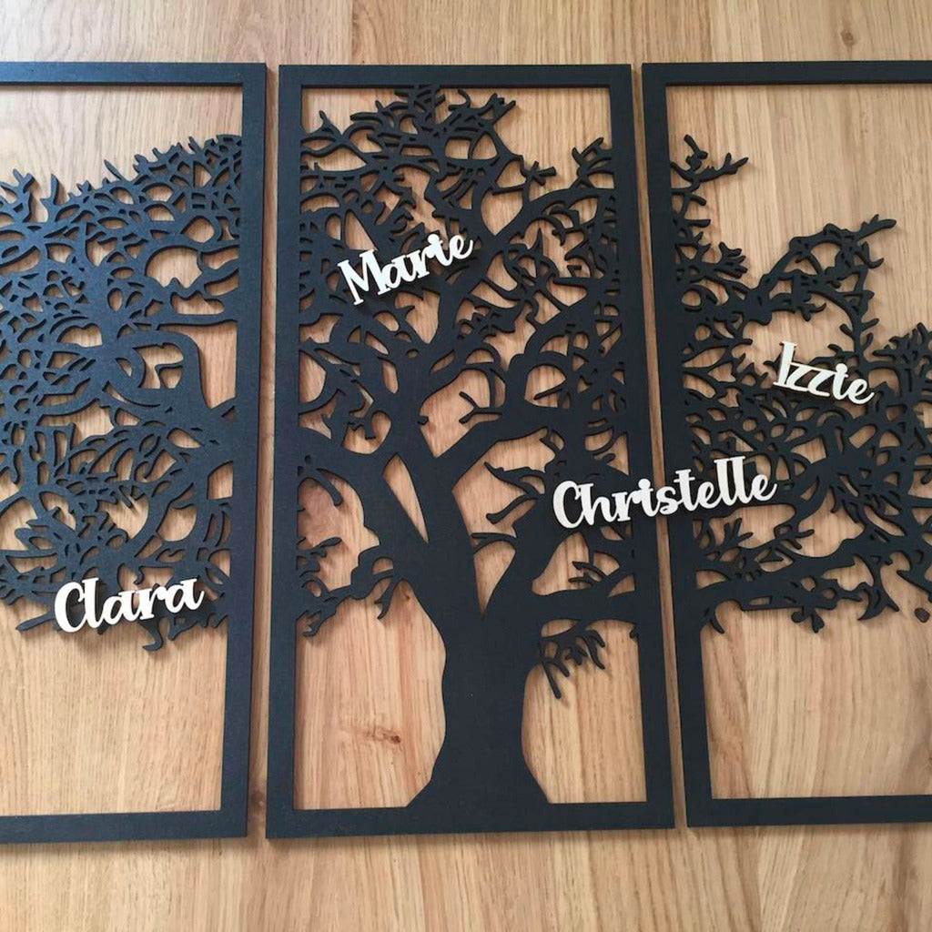 Triptyque Arbre généalogique - En bois - MMWood - mmwood.art