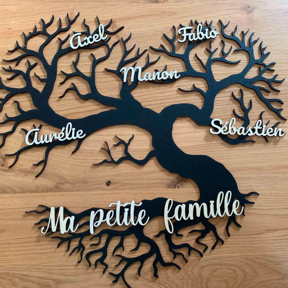 mmWood - Arbre de vie en bois - Forme coeur - Découpe laser - Arbre généalogique