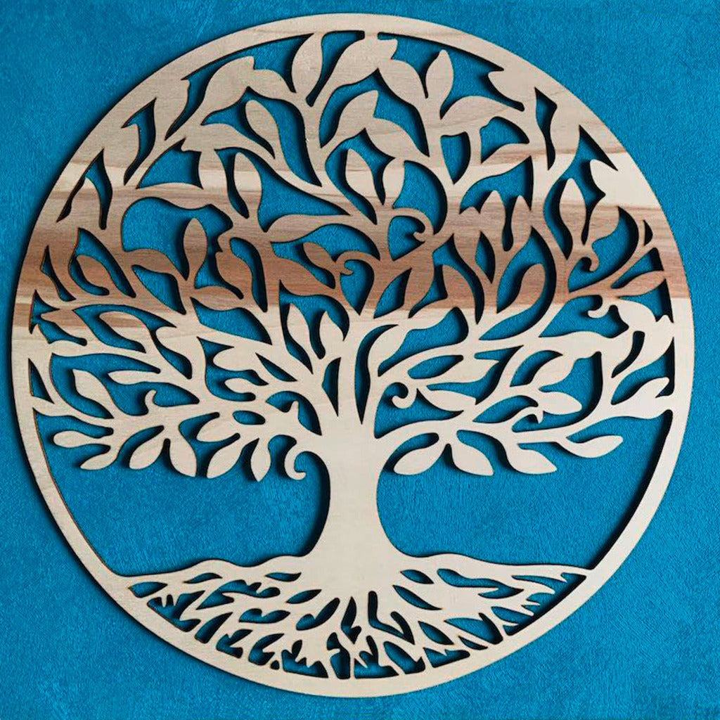 Arbre de vie rond en bois - Découpe laser - mmWood
