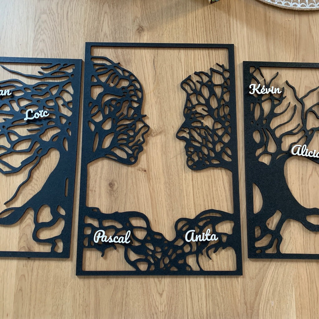 Triptyque Flammes jumelles - En bois - MMWood - mmwood.art