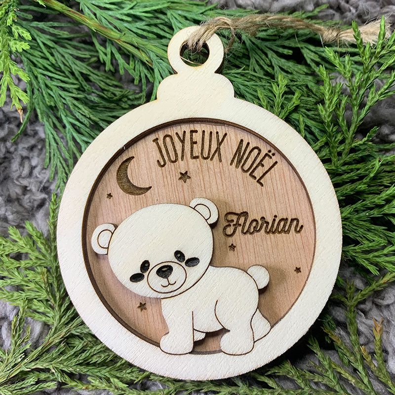 Boule de noël en bois - Ours - MMWood - mmwood.art