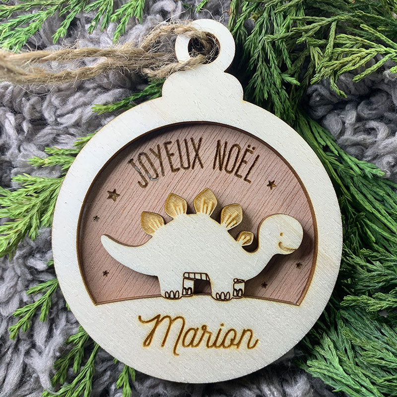 Boule de noël en bois - Dinosaure - MMWood - mmwood.art