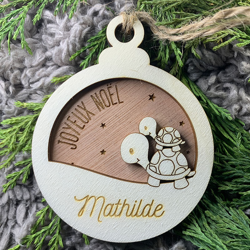 Boule de noël en bois - Tortues - MMWood - mmwood.art