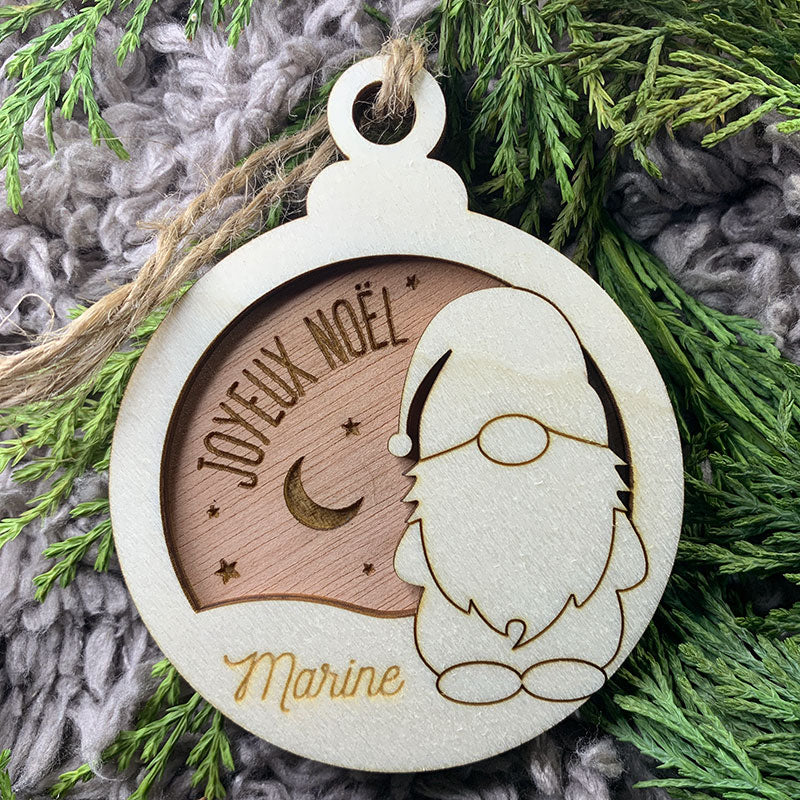 Boule de noël en bois - Gnome - MMWood - mmwood.art