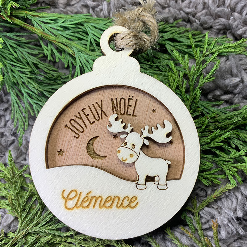 Boule de noël en bois - Cerf - MMWood - mmwood.art