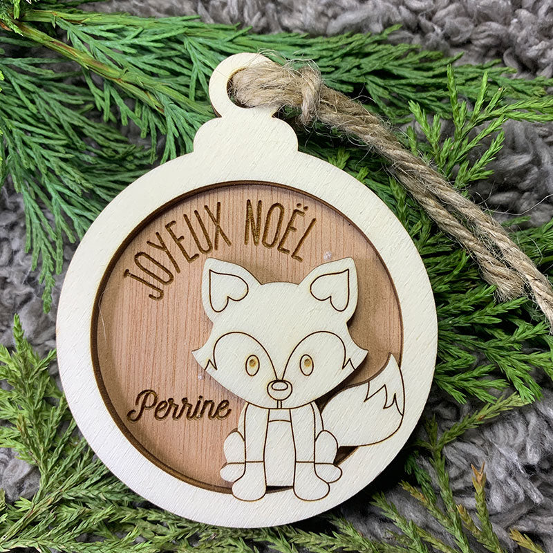 Boule de noël en bois - Renard - MMWood - mmwood.art