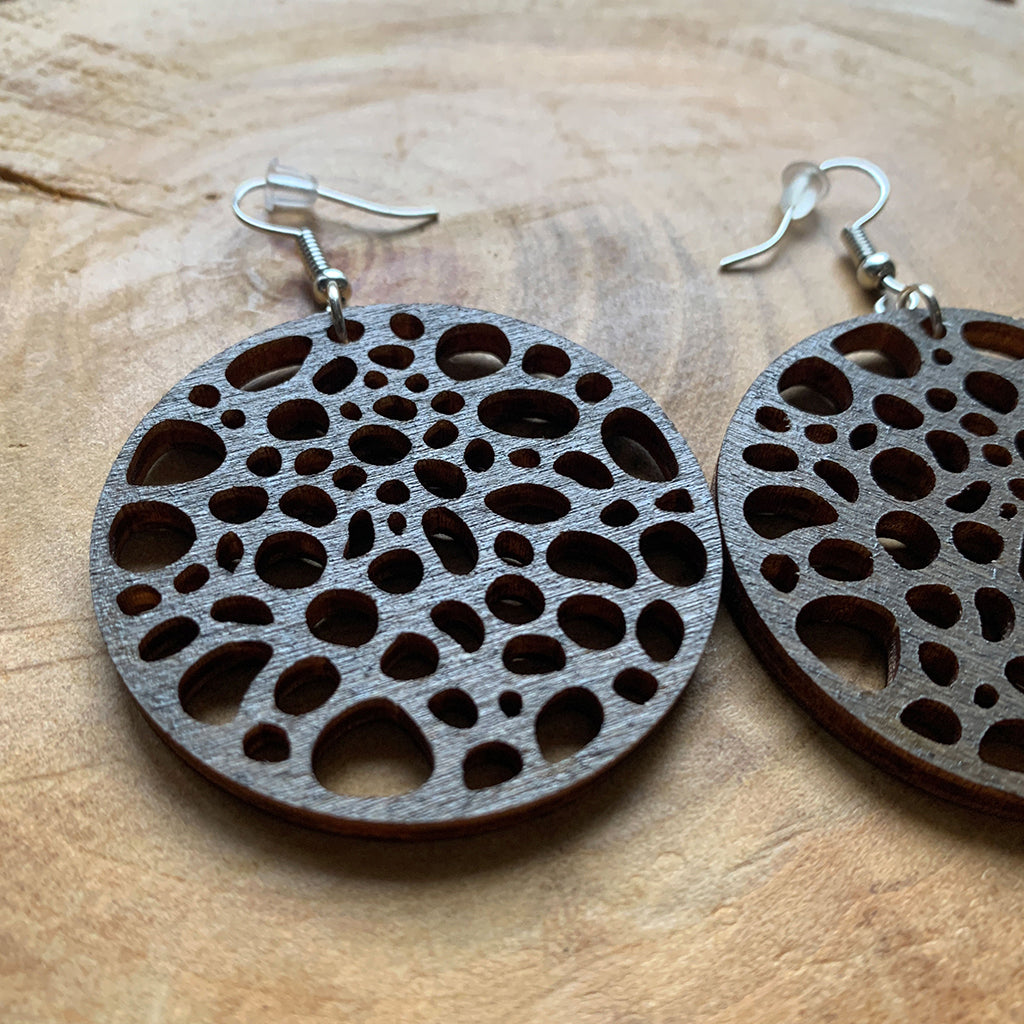 Boucles d'oreilles en bois - Style créole, naturel, géométrie sacrée - MMWood
