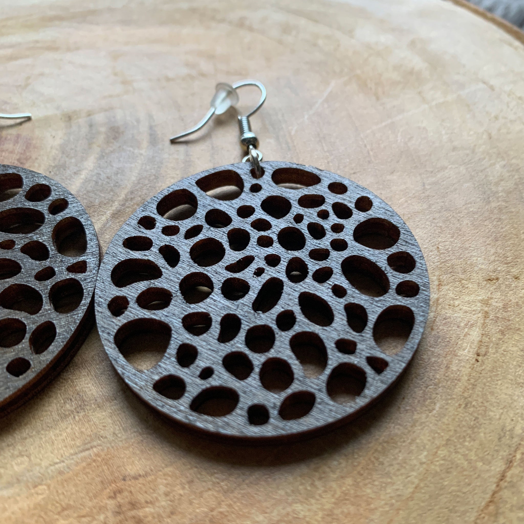 Boucles d'oreilles en bois - Style créole, naturel, géométrie sacrée - MMWood