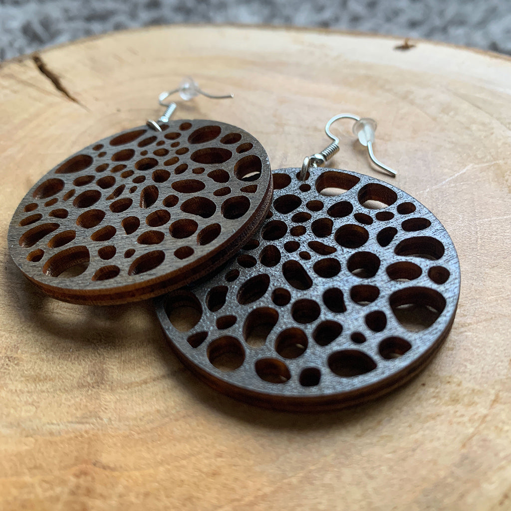 Boucles d'oreilles en bois - Style créole, naturel, géométrie sacrée - MMWood