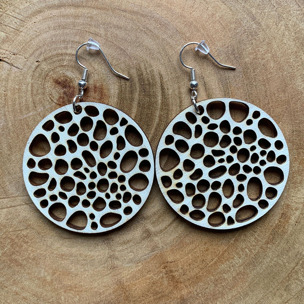 Boucles d'oreilles en bois - Style créole, naturel, géométrie sacrée - MMWood