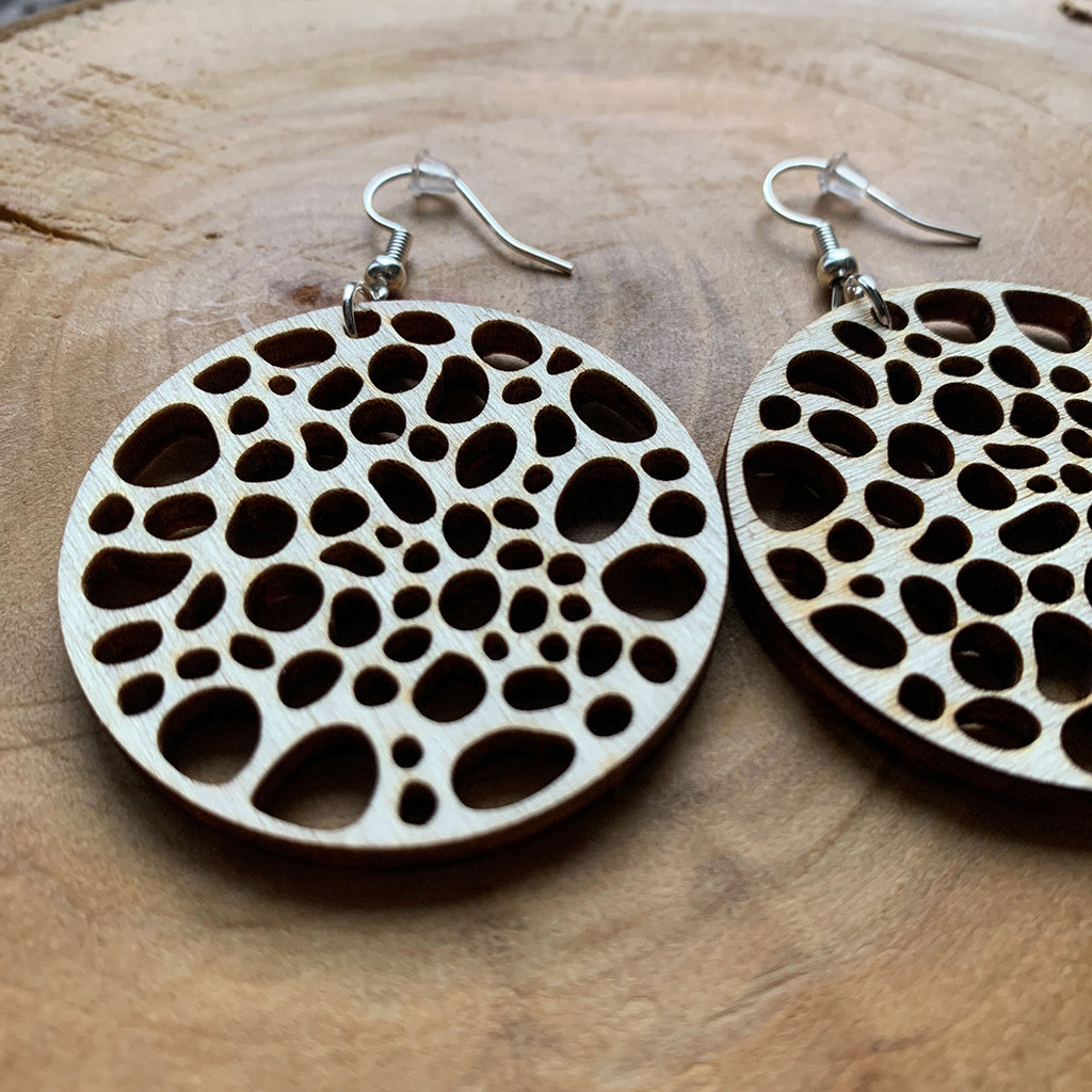 Boucles d'oreilles en bois - Style créole, naturel, géométrie sacrée - MMWood