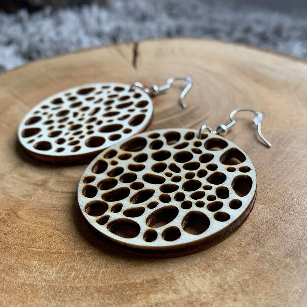 Boucles d'oreilles en bois - Style créole, naturel, géométrie sacrée - MMWood
