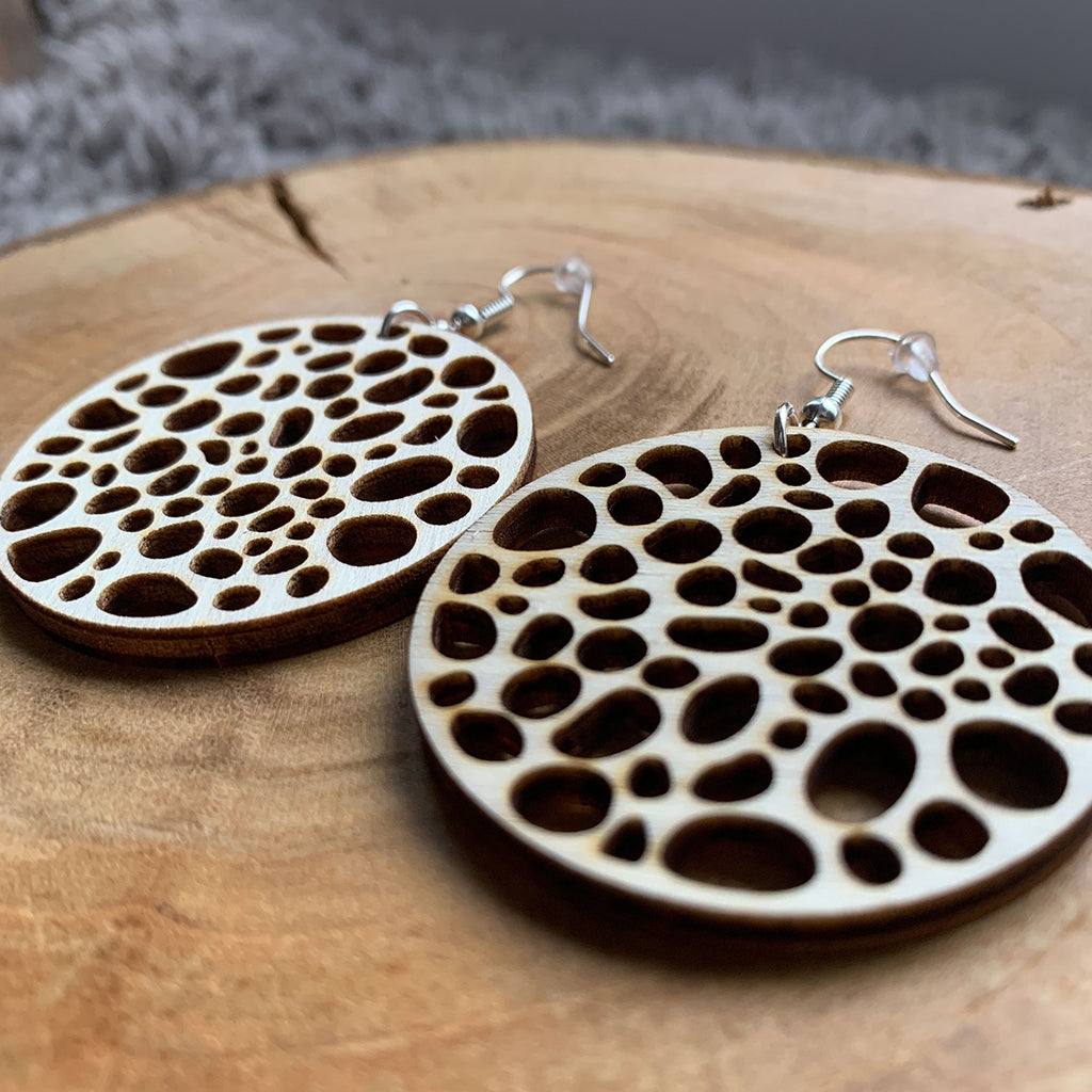 Boucles d'oreilles en bois - Style créole, naturel, géométrie sacrée - MMWood