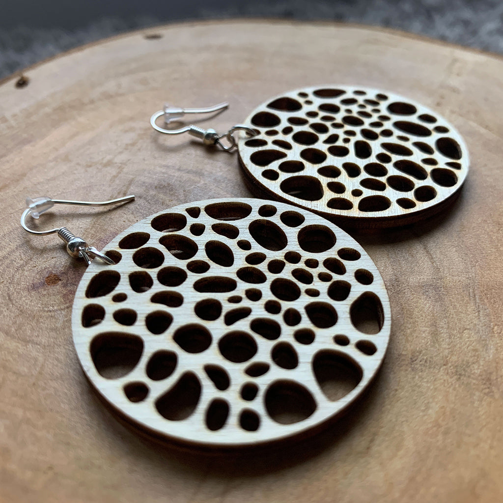 Boucles d'oreilles en bois - Style créole, naturel, géométrie sacrée - MMWood