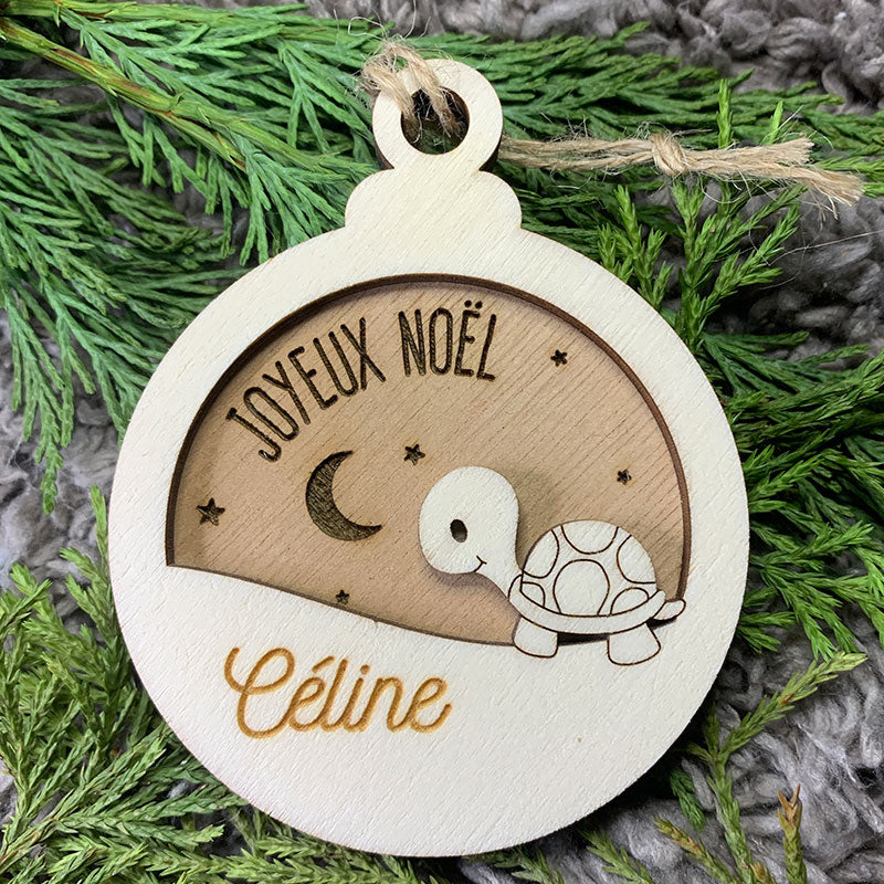 Boule de noël en bois - Tortue - MMWood - mmwood.art