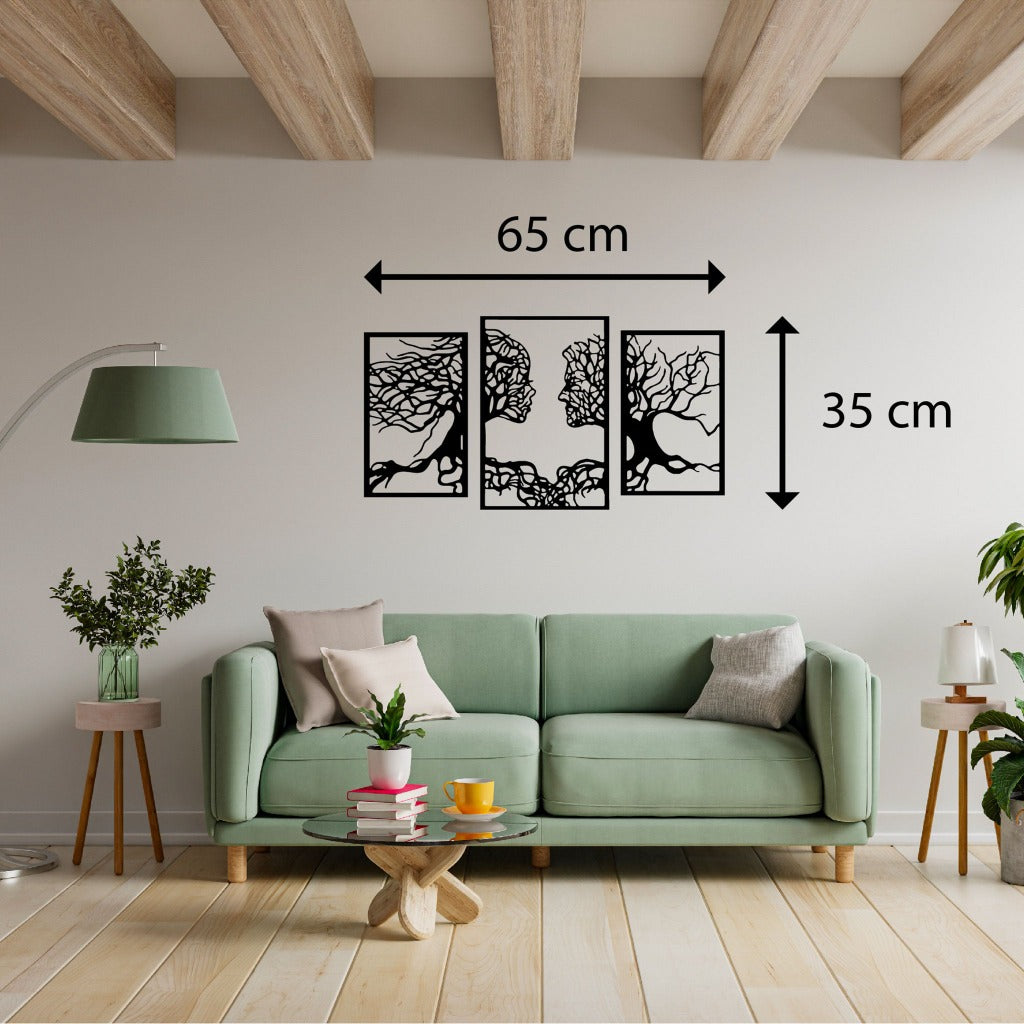 Triptyque Flammes jumelles - En bois - MMWood - mmwood.art