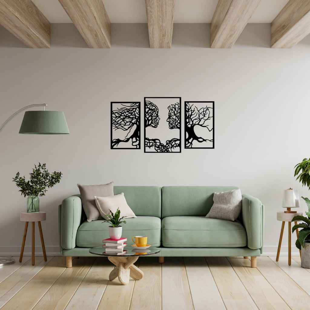Triptyque Flammes jumelles - En bois - MMWood - mmwood.art
