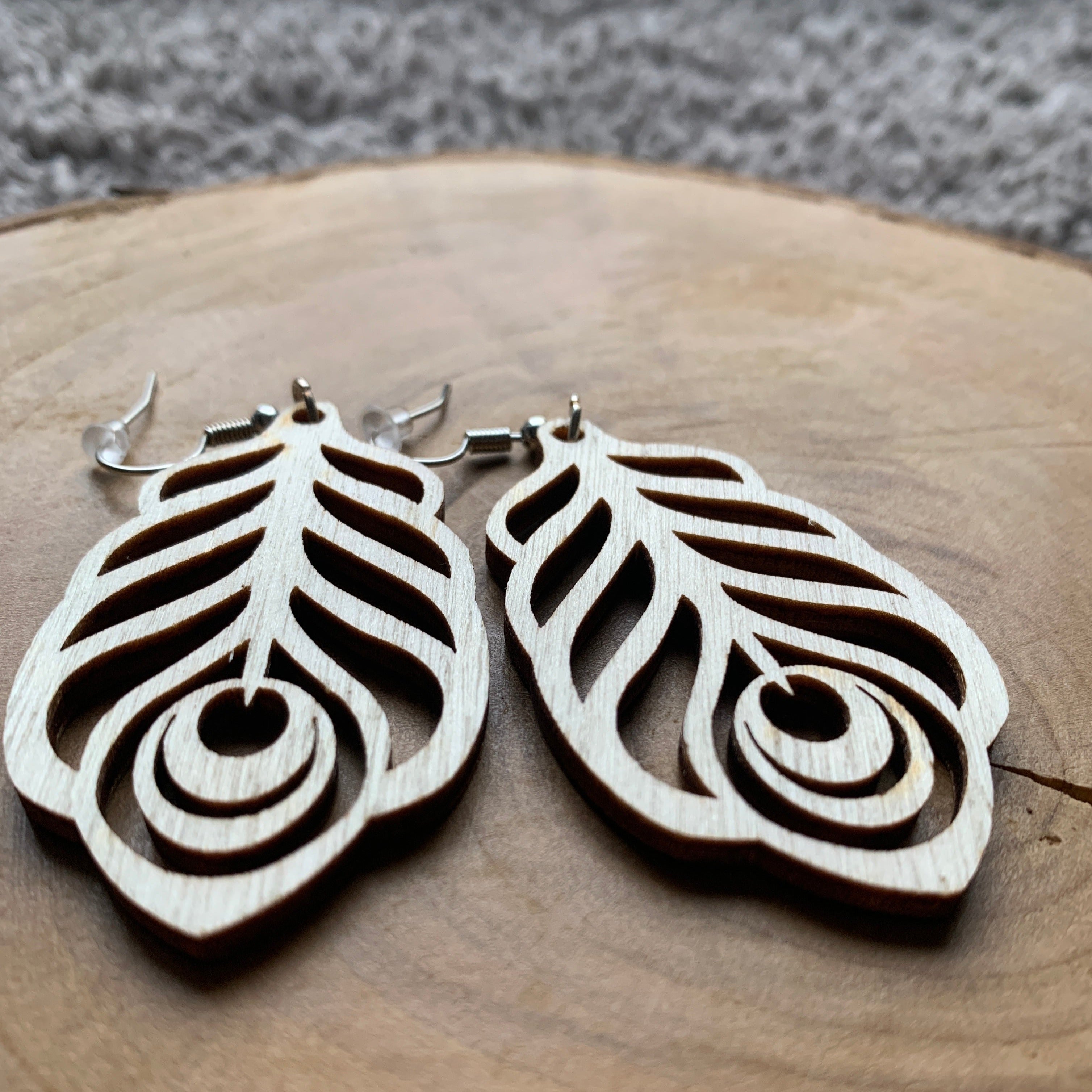 Boucles d'oreilles en bois - Style bohème, naturel - MMWood