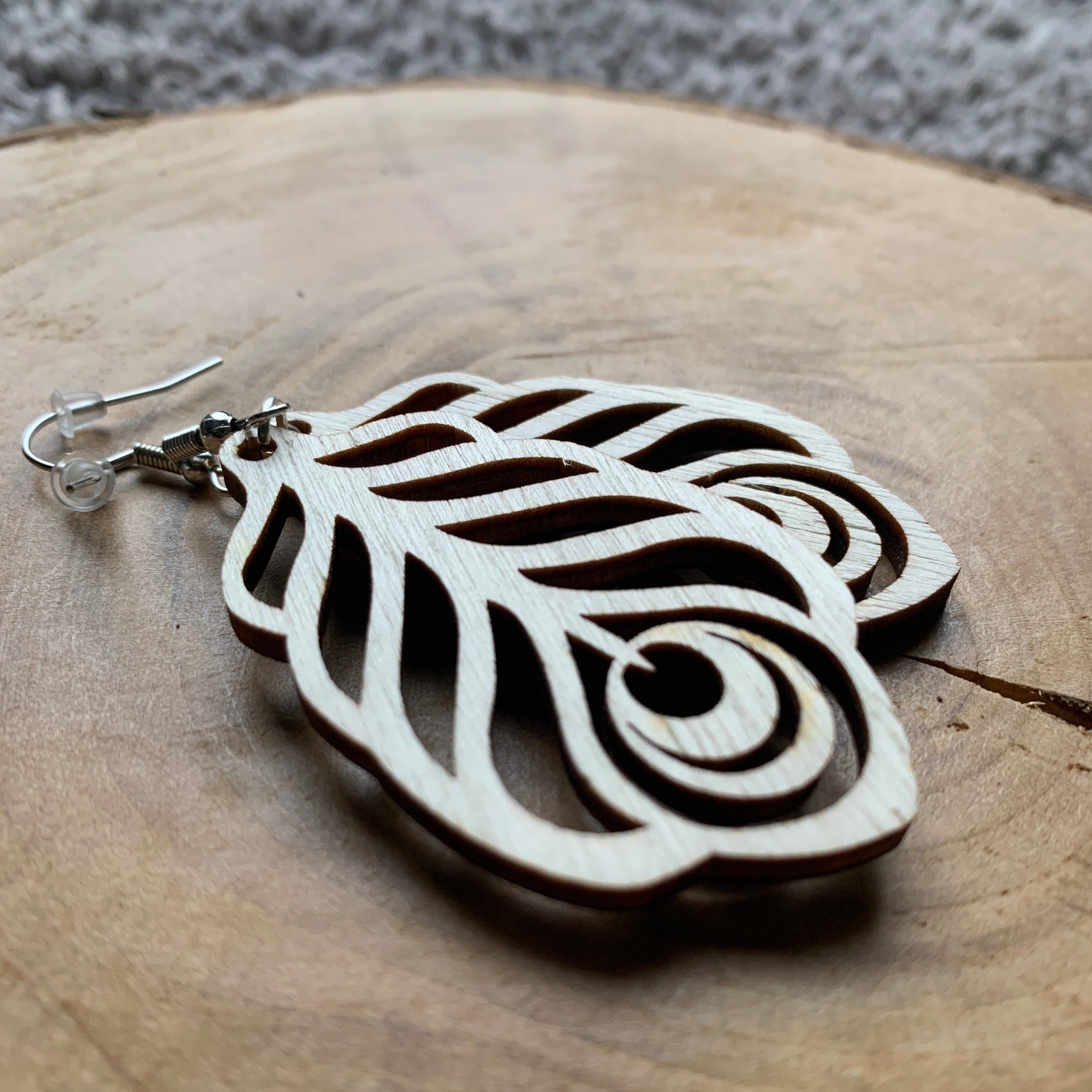 Boucles d'oreilles en bois - Style bohème, naturel - MMWood