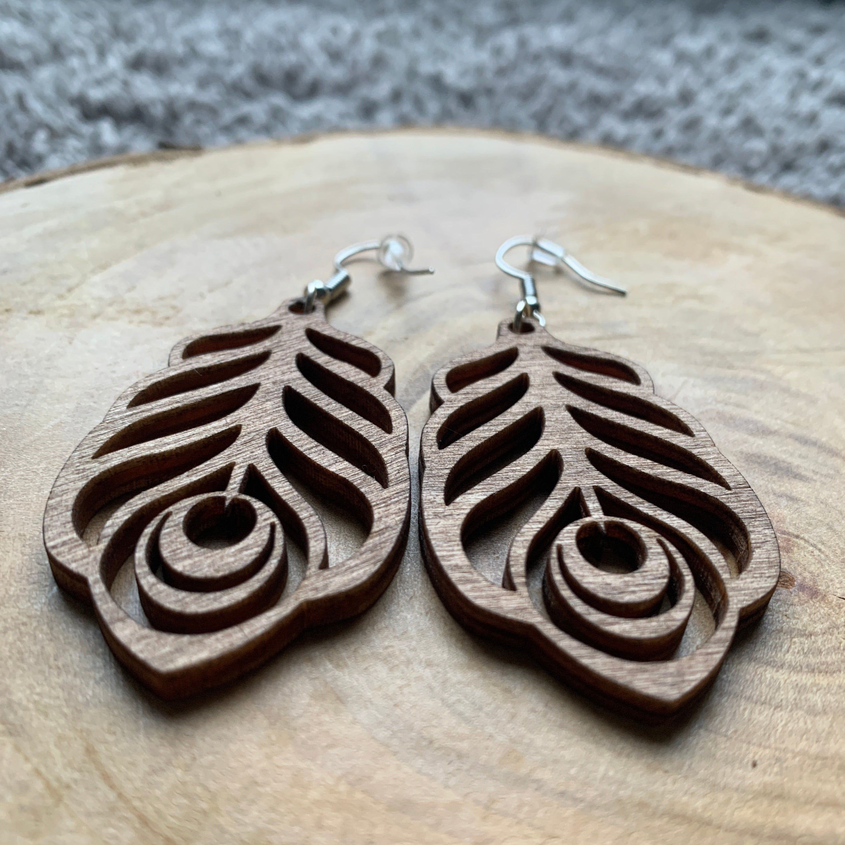 Boucles d'oreilles en bois - Style bohème, naturel - MMWood