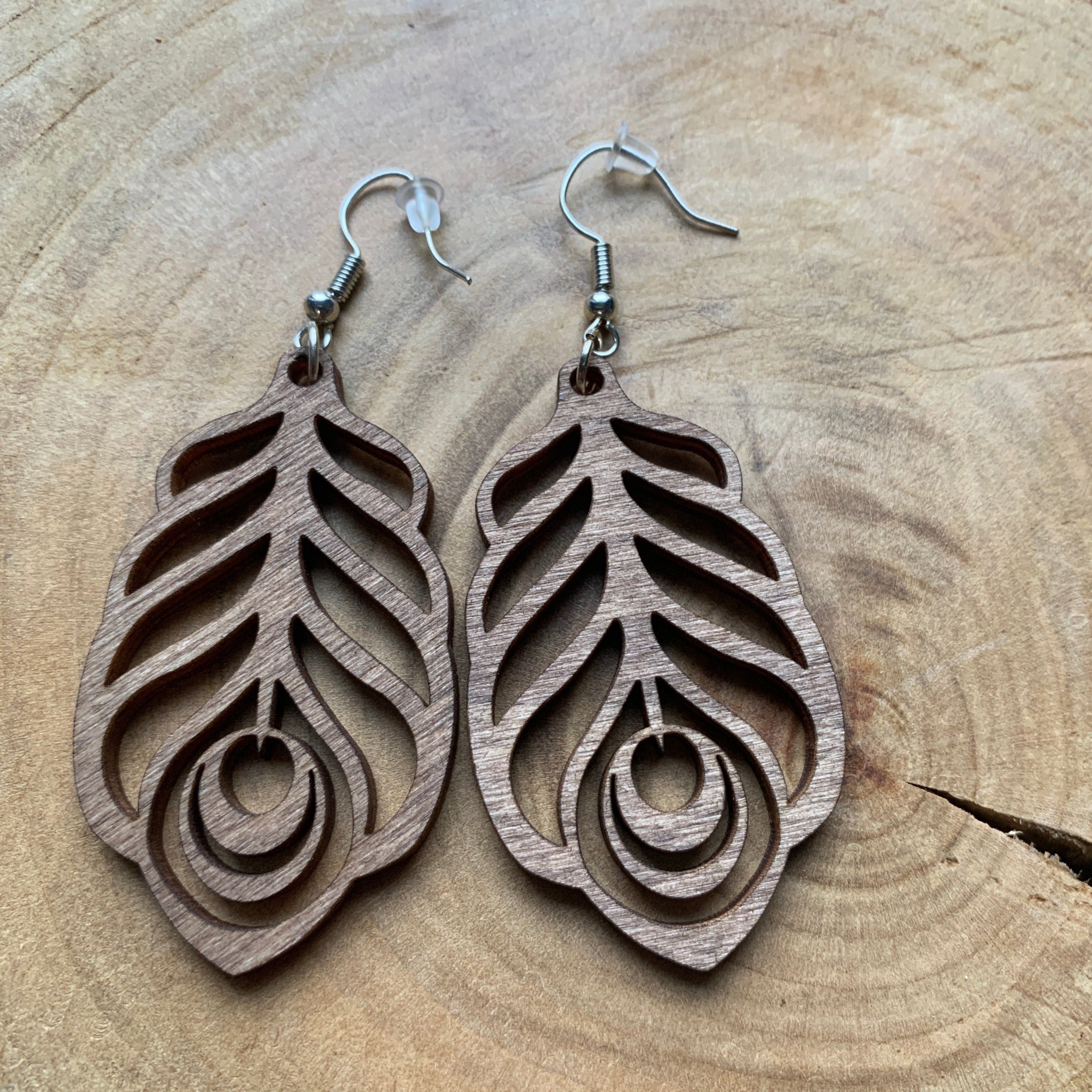 Boucles d'oreilles en bois - Style bohème, naturel - MMWood