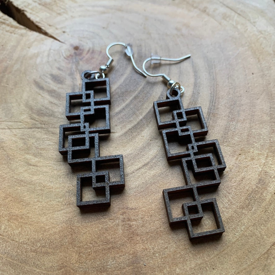 Boucles d'oreilles en bois - Style bohème, naturel - MMWood