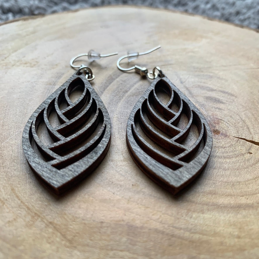 Boucles d'oreilles en bois - Style bohème, naturel - MMWood