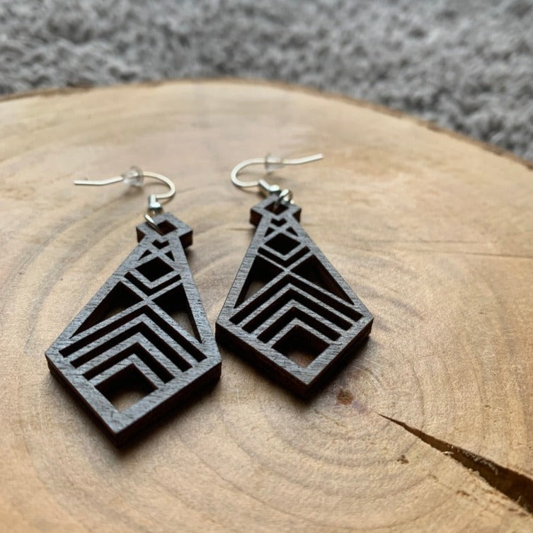 Boucles d'oreilles en bois - Style bohème, naturel - MMWood