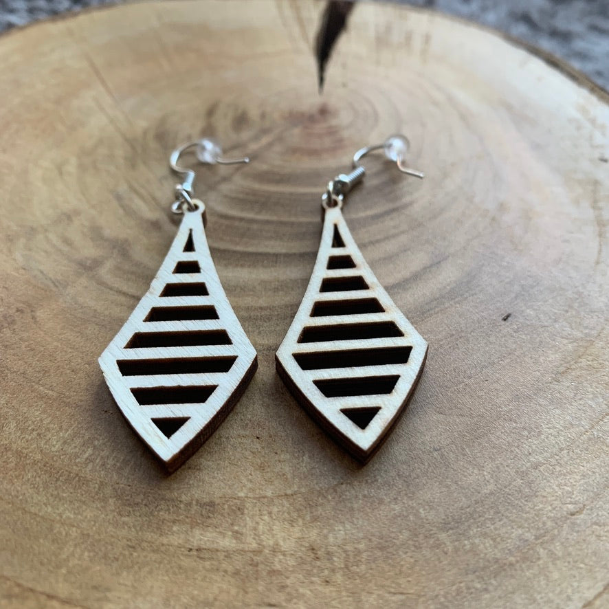 Boucles d'oreilles en bois - Style bohème, naturel - MMWood