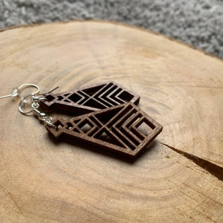 Boucles d'oreilles en bois - Style bohème, naturel - MMWood
