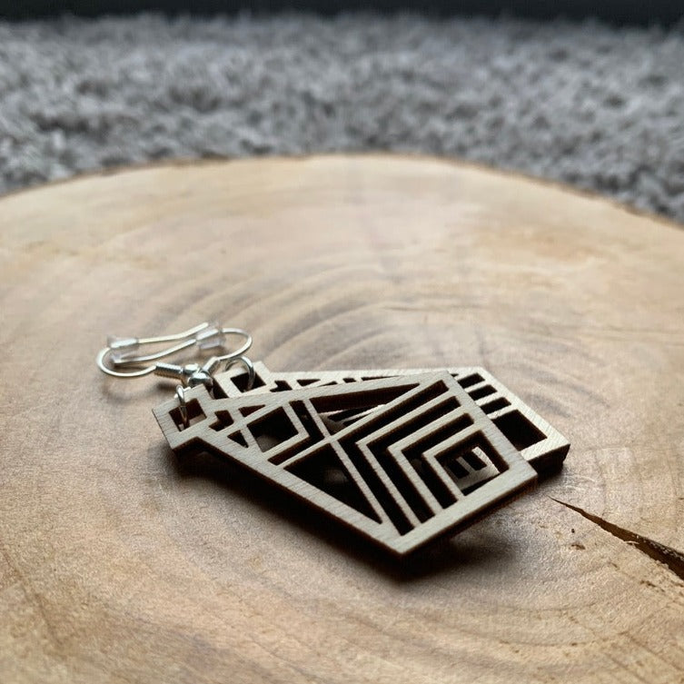 Boucles d'oreilles en bois - Style bohème, naturel - MMWood